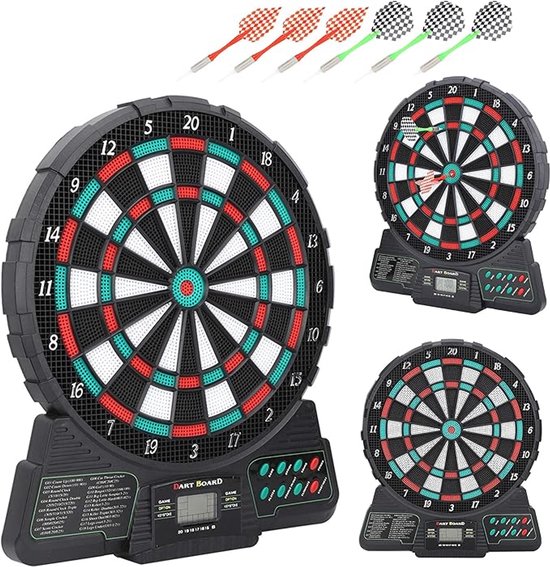 Elektronisch Dartbord voor Kinderen en Volwassenen-Dartbord met Dartpijlen- Compleet Dartset met Softtip Dartpijlen van Merkloos