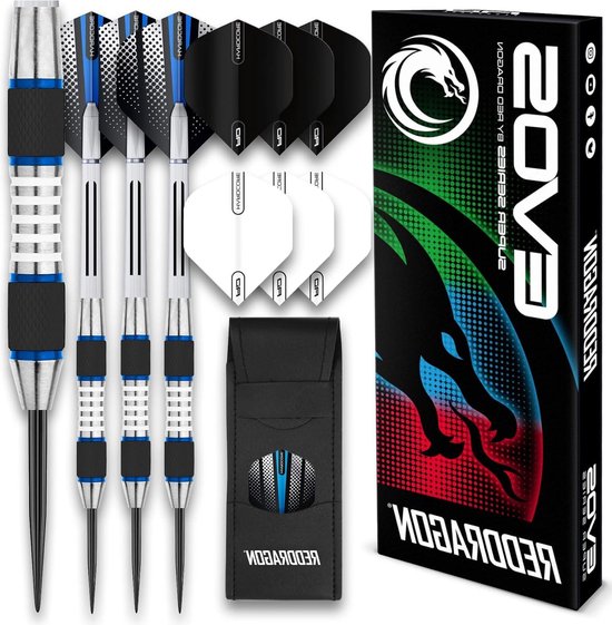 Evo Serie Tungsten Dartset met flights-schachten en portemonnee - RED DRAGON van Red Dragon