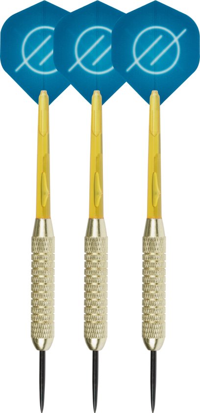 Faver Dartpijlen Brass Coated - 3 stuks - Blauw - 23 gram - Extra Flights van Merkloos