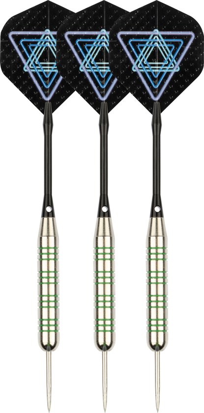 Faver Dartpijlen - Nickel/Silver - 3 stuks - Zwart/Blauw - 22 gram van Faver