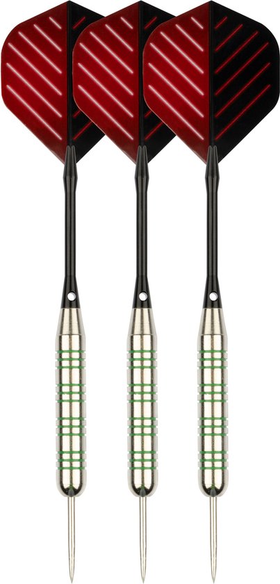 Faver Dartpijlenset Compleet - Reserve Shafts - Nikkel/Silver - Metalic - Rood/Zwart - 24 gram van Merkloos