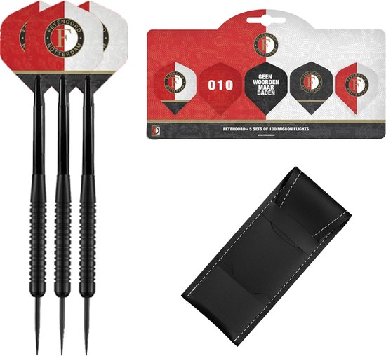 Feyenoord Dartpijlen - Black - 23 gram - Multipack 5 Sets Dart Flights - Dart Shafts - Darts - Cadeau van Feyenoord
