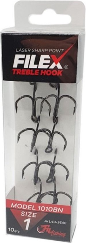 Filex Treble Hook - Haakmaat #8 - 10 stuks - Zwart - Roofvis Dreggen - Dreghaak voor Roofvissen - Kunstaas & Doodaas Haak van Filex