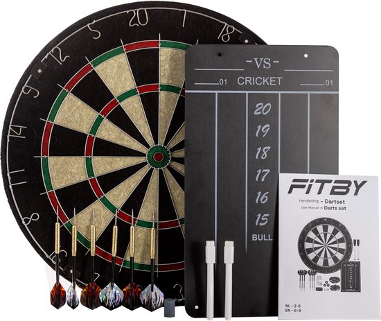 Fitby Dartbord - Met Dartpijlen En Accessoires - Sisal - 2 Set pijlen - Professioneel van Merkloos