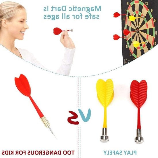 Flex Magnetisch Dartbord - Rechthoekig Bord - Gezellig Spelen - Veilige Pijltjes - Rechthoekig - Multicolor