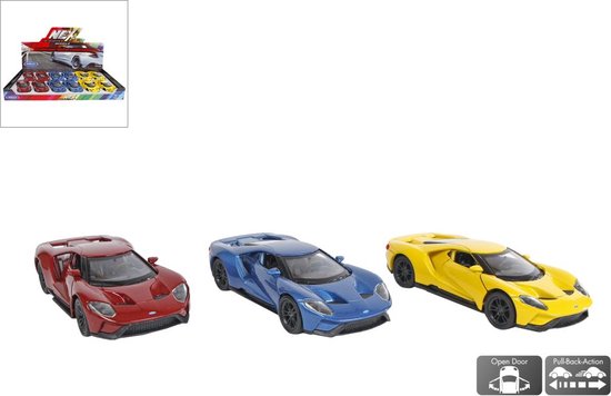 Ford 2017gt Die Cast Pull Back 3ass 12cm verkoop per stuk merk Welly van Ford