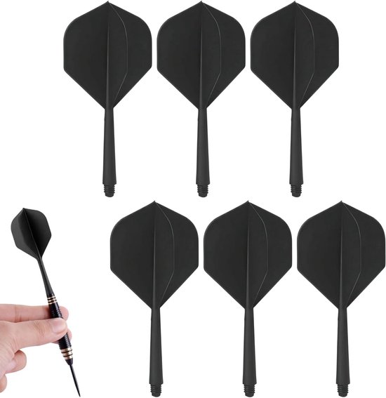 Geïntegreerde dart-accessoires met flight- en schachtsysteem – 6 stuks zwart voor optimale stabiliteit, precisie en prestaties bij darts, dartflights en dartpijlen