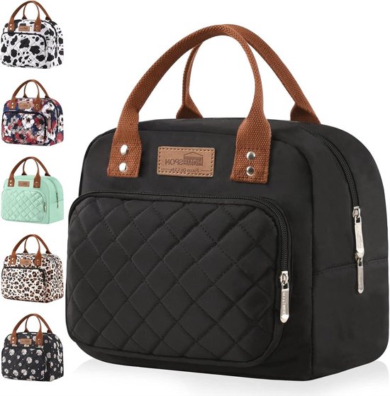 Geïsoleerde lunchtas voor vrouwen en mannen - Werkende volwassen koeltas - Lunchbox container - Dames lunch draagtas - Zwart koelbox van FlowFly