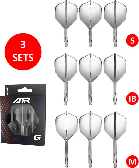 GOAT Air Clear NO6 - Multipack - Dart Flights & Shafts - 3 Sets - Medium, Inbetween & Short