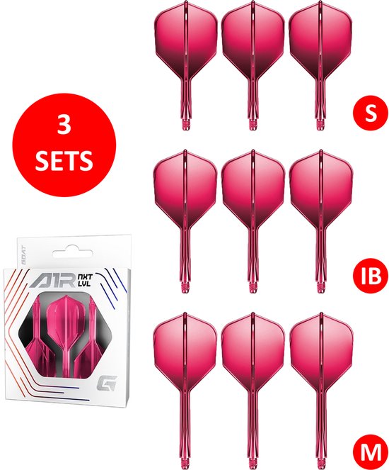 GOAT Air Neon Pink NO6 - Multipack - Dart Flights & Shafts - 3 Sets - Medium, Inbetween & Short