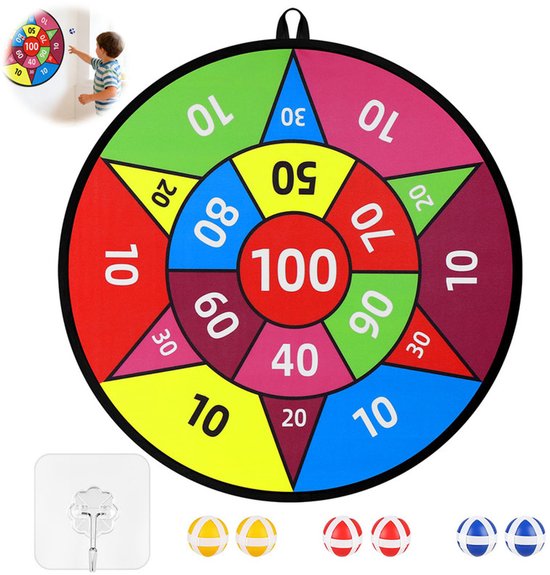 Groot dartbord voor kinderen - Dartspelset voor kinderen - Opvouwbaar dartbord en doelwit met plakpijlen - Geschikt voor binnen- en buitenspellen in de achtertuin - 70cm - Verjaardagscadeau - Geschikt voor jongens en meisjes van 3-12 jaar