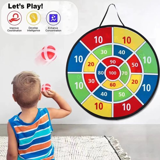 Grote dartbord voor kinderen met plakkerige ballen - 74CM - Interactief gezins spel - Educatief reken spel - Binnen/buiten sport speelgoed cadeau van Merkloos