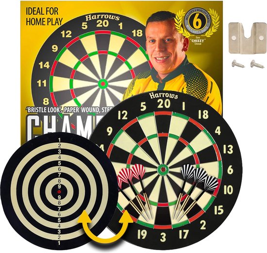 Harrows 2 in 1 Familie Dart Game - Paper Dart Board met 2 sets Darts van Harrows