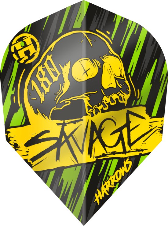 Harrows Savage Yellow Green NO6- Dart Flights van Harrows