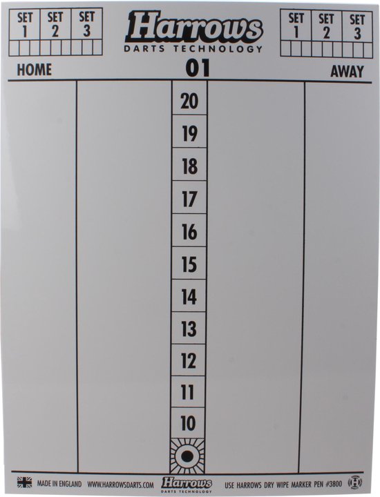 HARROWS SCORE BOARD + MARKERS 4pc van Harrows