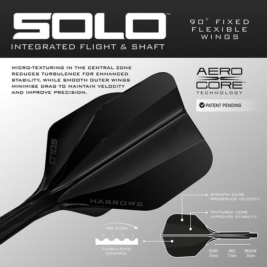 Harrows Solo Black NO6 - Dart Flights