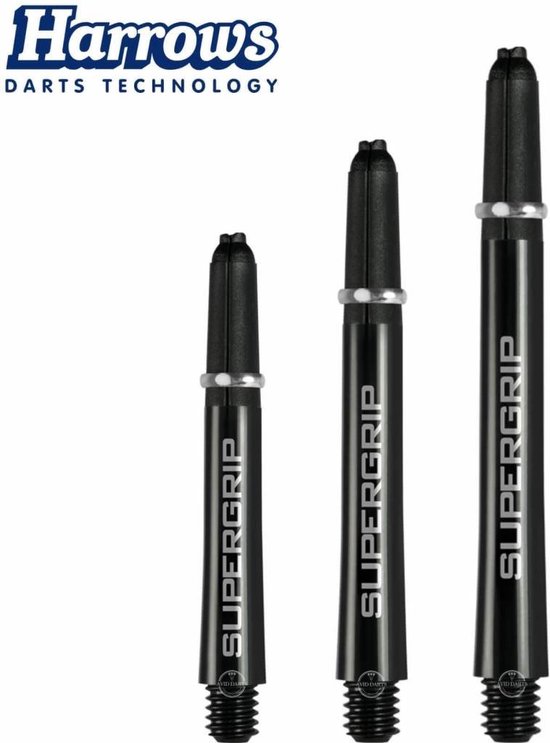 Harrows Supergrip Black and Silver - Dart Shafts van Harrows