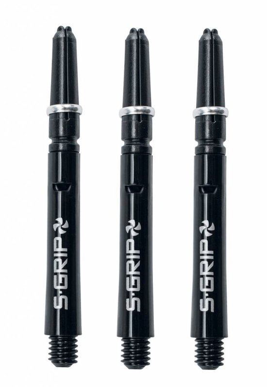 Harrows Supergrip Spin Black and Silver - Dart Shafts Medium van Merkloos