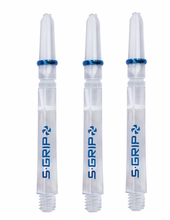 Harrows Supergrip Spin Blue Clear - Dart Shafts Short van Merkloos