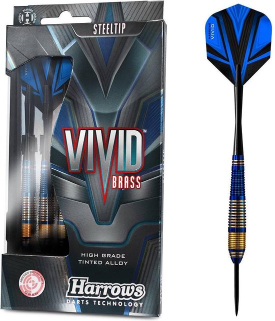 Harrows Vivid Blue Brass - Dartpijlen - 23 Gram van Harrows