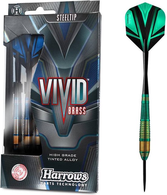 Harrows Vivid Green Brass - Dartpijlen - 22 Gram van Harrows