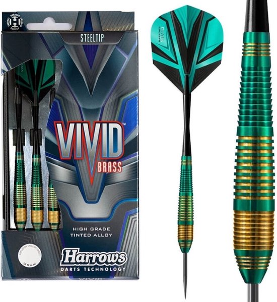 Harrows Vivid Green Brass - Dartpijlen van Harrows