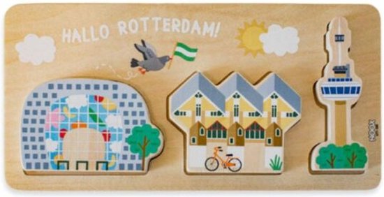 Houten Baby LegPuzzel Rotterdam met Chunky Blocks van Little Dutch