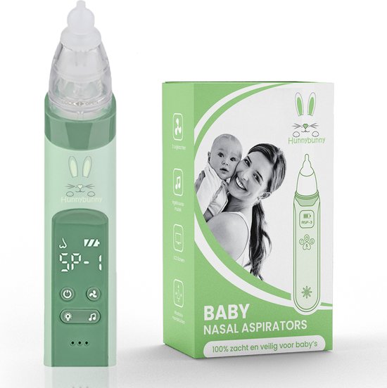 Hunnybunny® Elektrische Neusreiniger voor Baby’s met Muziek en Licht – Neuspeer - Aspirator - Neuszuiger van Hunnybunny