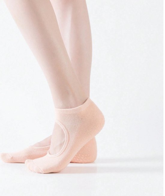 IBBO Shop - Premium Anti Slip Yoga Sokken - katoen sokken - Pilates - Piloxing - Ballet - dans sokken - maat 35 tot 40 - 1 paar - Donker Beige van IBBO