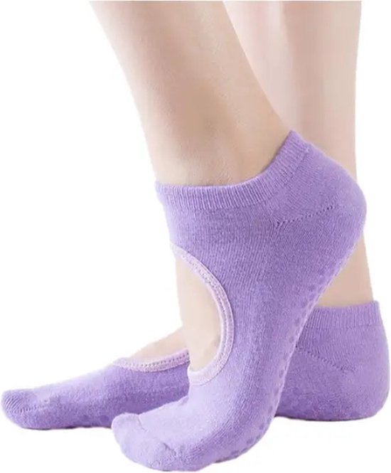 IBBO Shop - Premium Anti Slip Yoga Sokken - katoen sokken - Pilates - Piloxing - Ballet - dans sokken - maat 35 tot 40 - 1 paar - Paars van IBBO