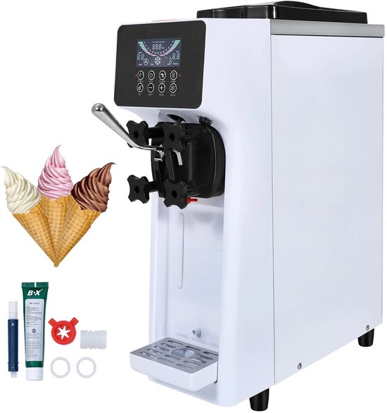 IJsmachine – Sorbetmaker – Frozen Yogurt Maker – IJsbereider – IJsapparaat – 1,6 Liter Inhoud – Roestvrij Staal van Nuvantee