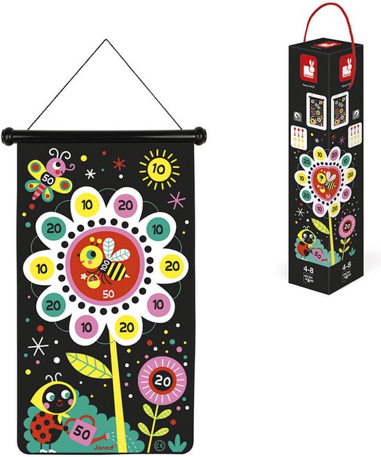 Janod - Spel - Dartspel tuin - Dubbelzijdig magnetisch dartbord