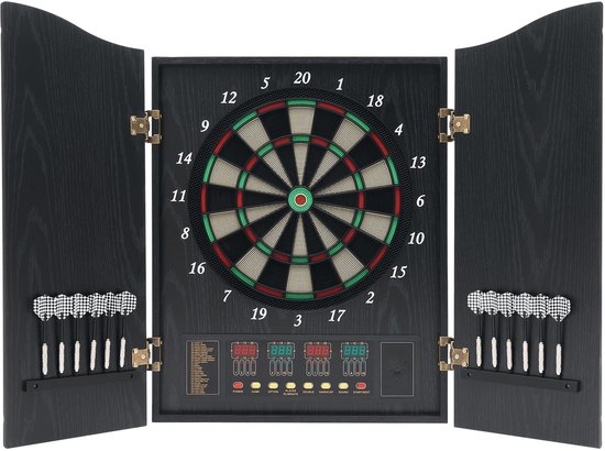 Jently dartbord - elektrisch - dartbordset - elektronische kast - automatische scoring - binnen - zwart van Merkloos