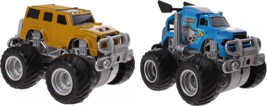 Jonotoys Monstertrucks 4x4 Drive 8,5 Cm Blauw/geel 2 Stuks van Jonotoys