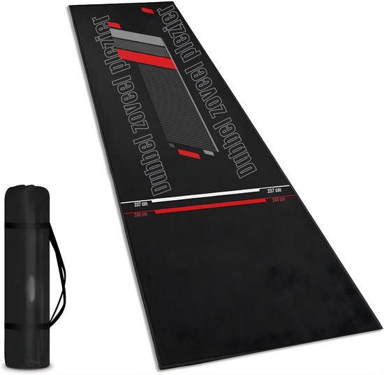 KAD® Dartmat Met Oche - Dartmat - Dartsmat - Zwart - 297cm x 66cm x 297cm