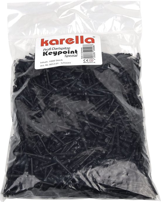 Karella 2BA Soft Tip Dart Points Black Long - 1000 Pack van Merkloos