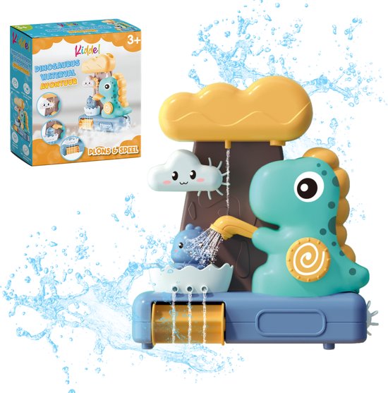 Kiddel 2 in 1 Dinosaurus waterglijbaan / waterval speelgoed voor in bad of onder de douche - Dinosaurus speelgoed voor badkamer - Kinderspeelgoed Speelset voor jongens en meisjes 3 jaar van Kiddel