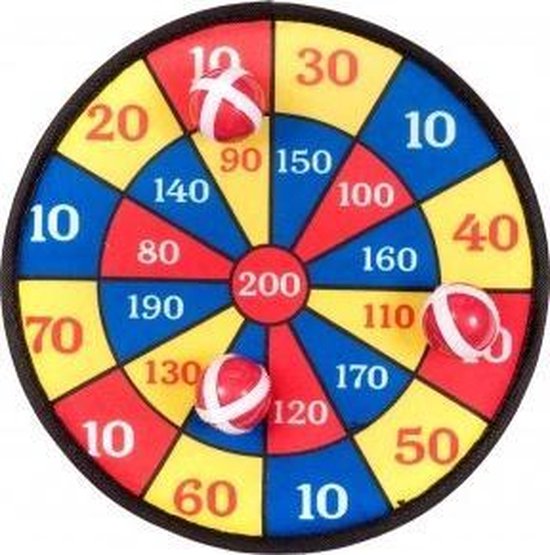 Kids Fun Dartbord Klittenband 28 Cm 4-delig van Toi-Toys