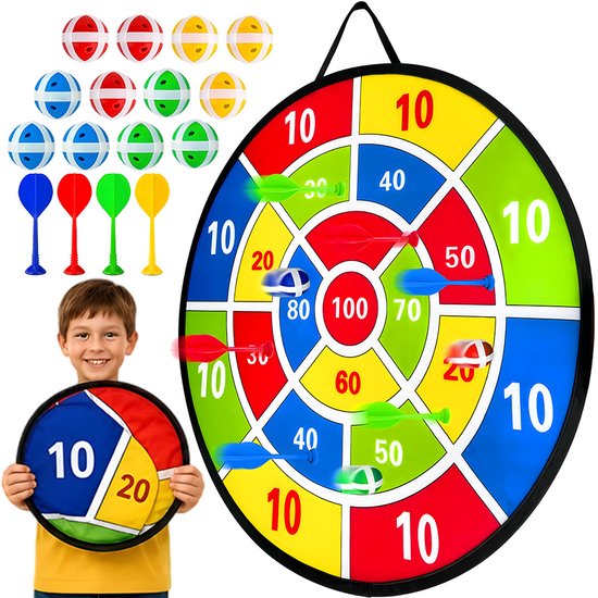 Kind dartbord - Ballen Gooien voor Kinderen - 73 cm - interactief - veilig en puntloos - opvouwbaar - voor woonkamer, speelkamer en tuin - 3-12 jaar