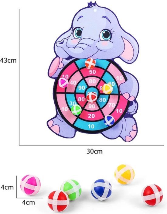 Kinder Dartbord - Dartbord Met Klittenband – Dartbord Met Ballen - Dartbord Olifant