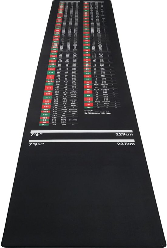 KIRA® Dartmat -Vloerbeschermingsmat - Tapijt - Dart - Zwart - 300cm x 61cm x 1cm