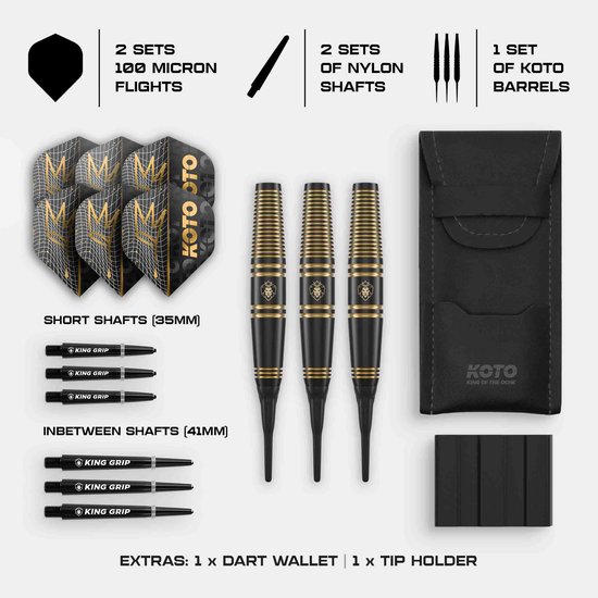 KOTO Academy Class 3 Brass - Soft Tip Darts 18 Gram van Merkloos
