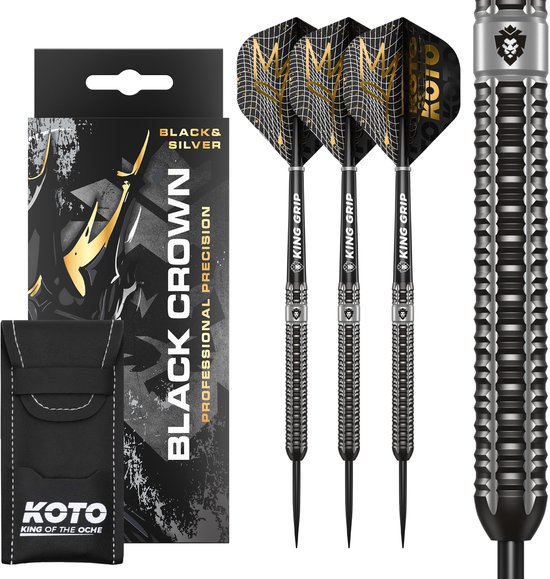 KOTO - Black Crown - 90% Darts - 22 Gram - Dartpijlen - Zwart & Zilver van Merkloos