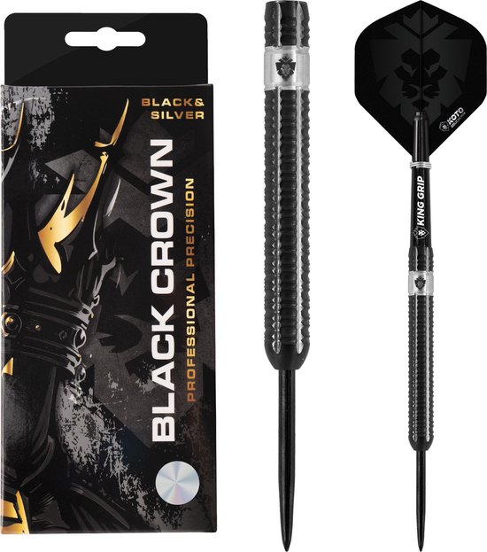 KOTO - Black Crown - 90% Darts - 24 Gram - Dartpijlen - Zwart & Zilver van Merkloos