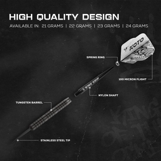 KOTO Dark Knight Black 80% - Dartpijlen 23 Gram van KOTO