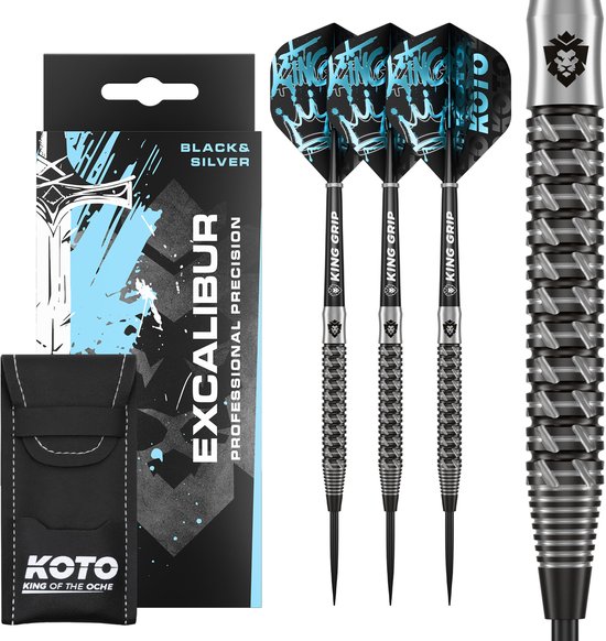 KOTO - Excalibur - 90% Darts - 21 Gram - Dartpijlen - Zwart & Zilver van Merkloos