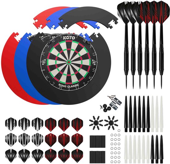 KOTO King Classic Edition + Surround + Accessory Kit Steeltip 90 Pieces - Dartset Blauw van KOTO