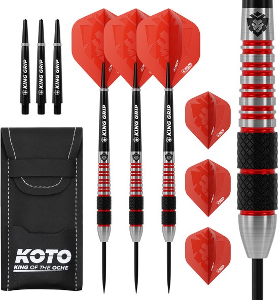 KOTO - Kingbomb Black & Red Darts 30G - Rood - Stevige Ringgrip