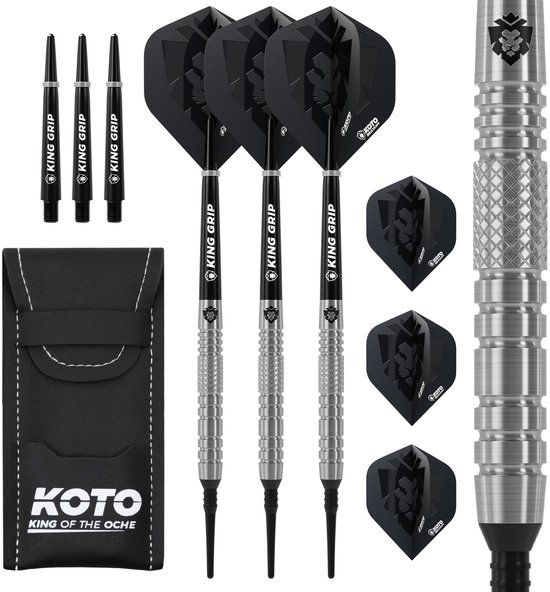 KOTO - Kingfly V2 Soft Tip Darts 18 Gram - Zilver - Lengte: 45.0mm - Dikte: 6.35mm - Firm Ringgrip van Merkloos