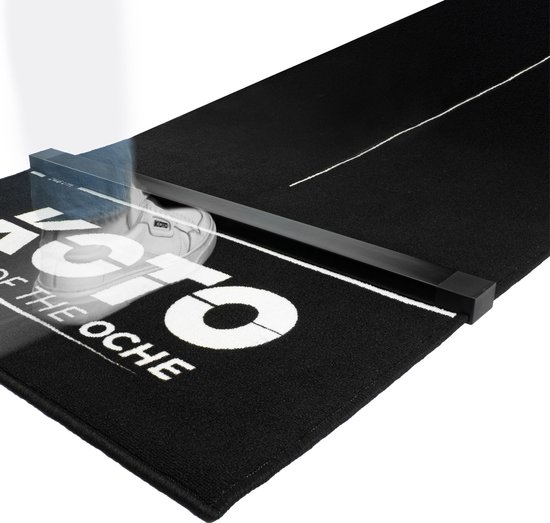 KOTO Oche Carpet Checkout Dart Mat Zwart 285 x 80 cm, Hoogwaardige Dartmat Incl. Verstelbare Oche, Antisliplaag, Werplijnen, Bescherming Vloer & Dartbord van KOTO